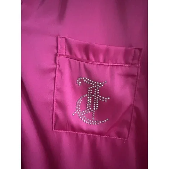 Juicy couture women’s three-piece pajama set large hot pink silky rhinestones - Picture 7 of 12